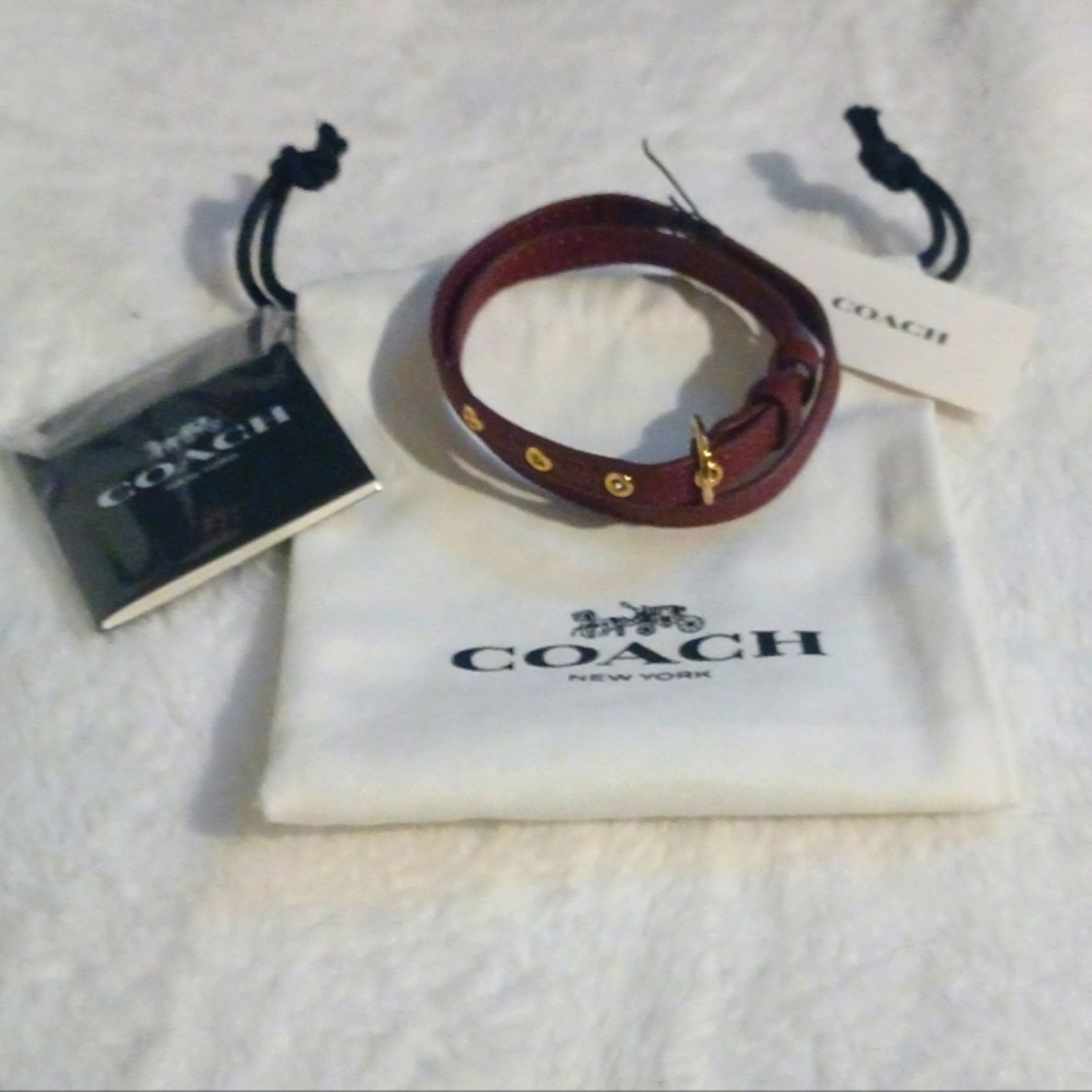 Coach Brown Leather Bracelet with Gold Details